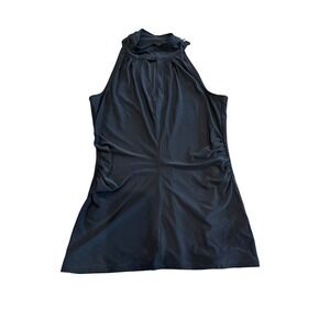 White‎ House Black Market Black Sleeveless Halter Ruched Dress Party